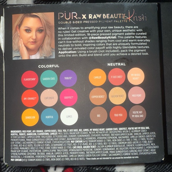Pur x Raw Beauty Kristi Eyeshadow Palette neutral and colorful - Picture 1 of 2